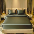 Green Premium Satin Elastic Fitted Sheets with 2 Pillow Covers